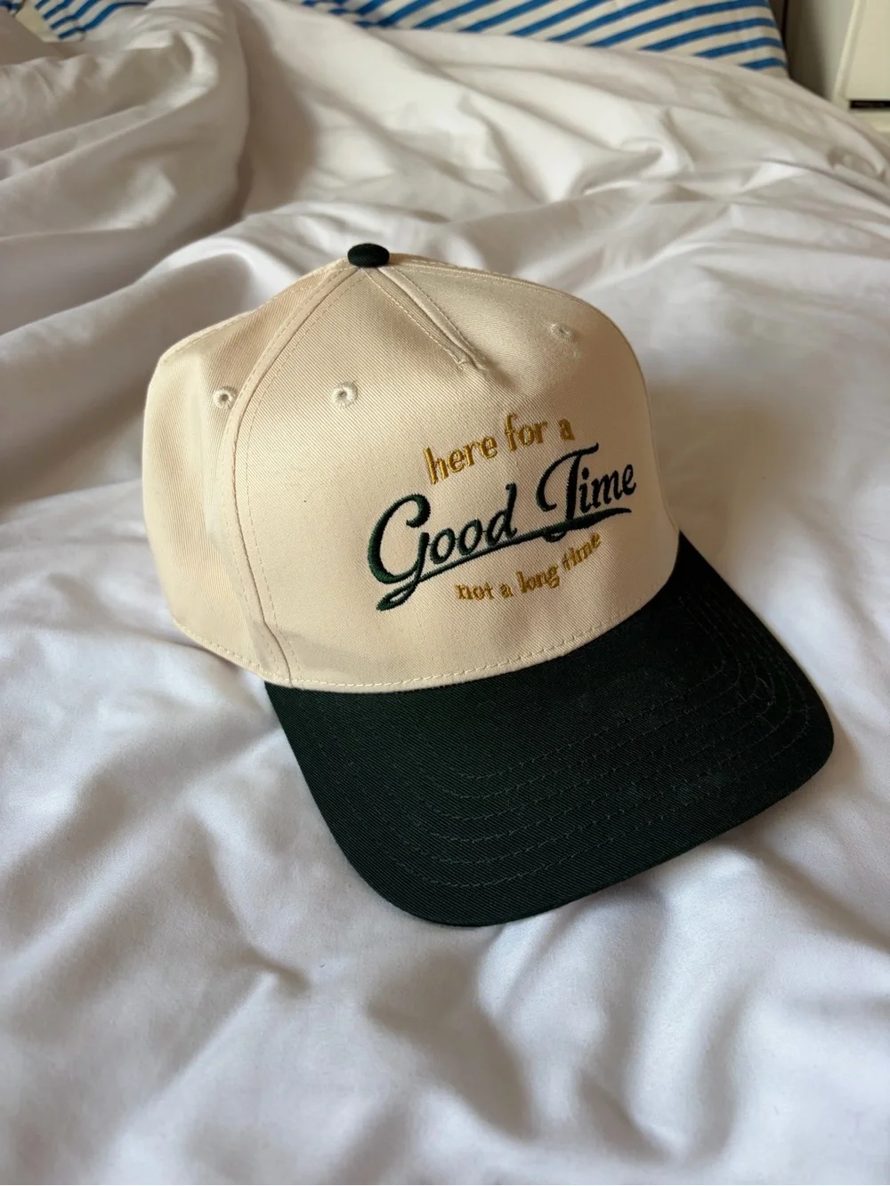 OTTO Cream and Dark Green 'Good Time' Baseball Cap